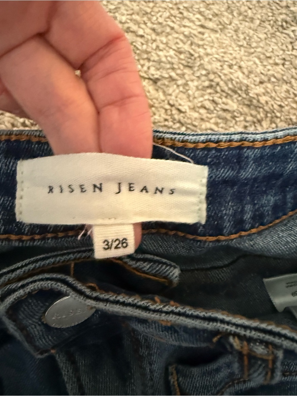 Risen Jeans High Rise Patch Pocket Flare Bell Bottom Medium Wash Size 3 / 26 - Picture 4 of 7